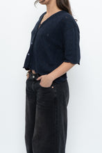 Load image into Gallery viewer, Vintage x Made in Great Britain x Navy Cotton-Blend Cropped Cardigan (S-L)