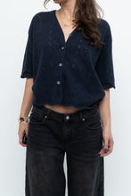 Load image into Gallery viewer, Vintage x Made in Great Britain x Navy Cotton-Blend Cropped Cardigan (S-L)