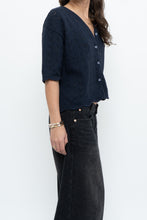 Load image into Gallery viewer, Vintage x Made in Great Britain x Navy Cotton-Blend Cropped Cardigan (S-L)