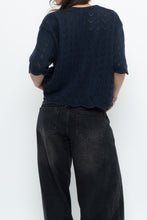 Load image into Gallery viewer, Vintage x Made in Great Britain x Navy Cotton-Blend Cropped Cardigan (S-L)