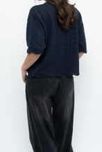 Load image into Gallery viewer, Vintage x Made in Great Britain x Navy Cotton-Blend Cropped Cardigan (S-L)