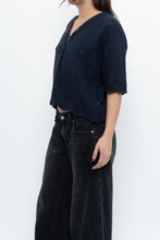 Load image into Gallery viewer, Vintage x Made in Great Britain x Navy Cotton-Blend Cropped Cardigan (S-L)