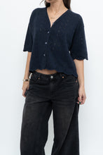 Load image into Gallery viewer, Vintage x Made in Great Britain x Navy Cotton-Blend Cropped Cardigan (S-L)