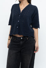 Load image into Gallery viewer, Vintage x Made in Great Britain x Navy Cotton-Blend Cropped Cardigan (S-L)