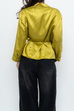 Load image into Gallery viewer, Vintage x Chartreuse Pure Silk Wrap Blouse (L)