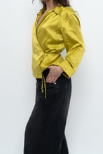 Load image into Gallery viewer, Vintage x Chartreuse Pure Silk Wrap Blouse (L)