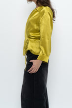 Load image into Gallery viewer, Vintage x Chartreuse Pure Silk Wrap Blouse (L)