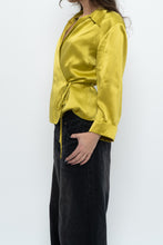 Load image into Gallery viewer, Vintage x Chartreuse Pure Silk Wrap Blouse (L)