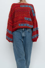 Load image into Gallery viewer, Vintage x Handknit Red, Blue Textured Oversized Sweater (XS-XL)