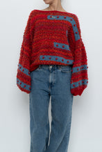 Load image into Gallery viewer, Vintage x Handknit Red, Blue Textured Oversized Sweater (XS-XL)