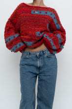 Load image into Gallery viewer, Vintage x Handknit Red, Blue Textured Oversized Sweater (XS-XL)