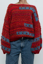 Load image into Gallery viewer, Vintage x Handknit Red, Blue Textured Oversized Sweater (XS-XL)