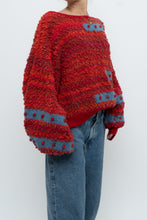 Load image into Gallery viewer, Vintage x Handknit Red, Blue Textured Oversized Sweater (XS-XL)