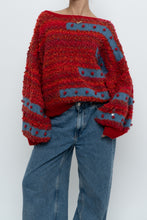Load image into Gallery viewer, Vintage x Handknit Red, Blue Textured Oversized Sweater (XS-XL)