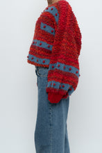 Load image into Gallery viewer, Vintage x Handknit Red, Blue Textured Oversized Sweater (XS-XL)