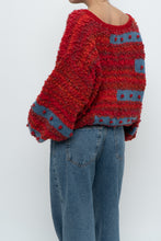 Load image into Gallery viewer, Vintage x Handknit Red, Blue Textured Oversized Sweater (XS-XL)