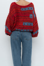 Load image into Gallery viewer, Vintage x Handknit Red, Blue Textured Oversized Sweater (XS-XL)