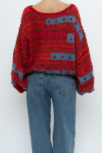 Load image into Gallery viewer, Vintage x Handknit Red, Blue Textured Oversized Sweater (XS-XL)