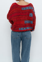 Load image into Gallery viewer, Vintage x Handknit Red, Blue Textured Oversized Sweater (XS-XL)
