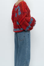 Load image into Gallery viewer, Vintage x Handknit Red, Blue Textured Oversized Sweater (XS-XL)