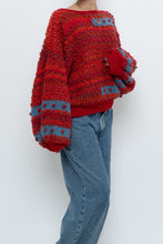 Load image into Gallery viewer, Vintage x Handknit Red, Blue Textured Oversized Sweater (XS-XL)