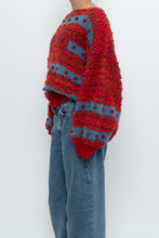 Load image into Gallery viewer, Vintage x Handknit Red, Blue Textured Oversized Sweater (XS-XL)