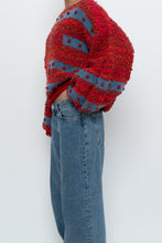 Load image into Gallery viewer, Vintage x Handknit Red, Blue Textured Oversized Sweater (XS-XL)