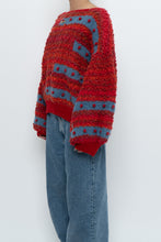 Load image into Gallery viewer, Vintage x Handknit Red, Blue Textured Oversized Sweater (XS-XL)