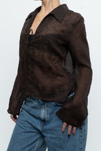 Load image into Gallery viewer, Vintage x Sheer Brown Embroidered Blouse (S-L)