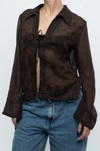Load image into Gallery viewer, Vintage x Sheer Brown Embroidered Blouse (S-L)