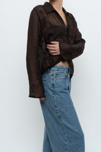 Load image into Gallery viewer, Vintage x Sheer Brown Embroidered Blouse (S-L)