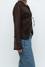 Load image into Gallery viewer, Vintage x Sheer Brown Embroidered Blouse (S-L)