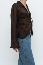 Load image into Gallery viewer, Vintage x Sheer Brown Embroidered Blouse (S-L)