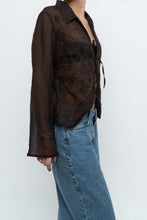 Load image into Gallery viewer, Vintage x Sheer Brown Embroidered Blouse (S-L)