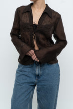 Load image into Gallery viewer, Vintage x Sheer Brown Embroidered Blouse (S-L)