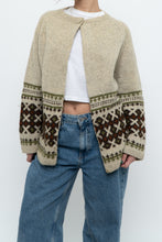 Load image into Gallery viewer, Vintage x Beige Patterned Wool Handknit Cardigan (XS-L)