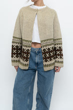 Load image into Gallery viewer, Vintage x Beige Patterned Wool Handknit Cardigan (XS-L)