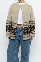 Load image into Gallery viewer, Vintage x Beige Patterned Wool Handknit Cardigan (XS-L)