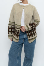 Load image into Gallery viewer, Vintage x Beige Patterned Wool Handknit Cardigan (XS-L)
