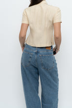 Load image into Gallery viewer, Vintage x Butter Yellow Silk, Linen Cropped Blouse (XS, S)