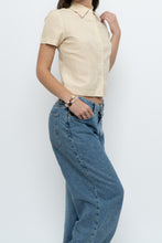 Load image into Gallery viewer, Vintage x Butter Yellow Silk, Linen Cropped Blouse (XS, S)