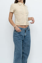 Load image into Gallery viewer, Vintage x Butter Yellow Silk, Linen Cropped Blouse (XS, S)