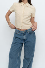 Load image into Gallery viewer, Vintage x Butter Yellow Silk, Linen Cropped Blouse (XS, S)