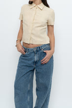 Load image into Gallery viewer, Vintage x Butter Yellow Silk, Linen Cropped Blouse (XS, S)