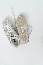 Load image into Gallery viewer, DOLCE &amp; GABBANA x Rhinestone White Leather Platform Sneakers (8, 8.5)