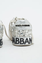 Load image into Gallery viewer, DOLCE &amp; GABBANA x Rhinestone White Leather Platform Sneakers (8, 8.5)