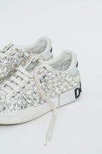 Load image into Gallery viewer, DOLCE &amp; GABBANA x Rhinestone White Leather Platform Sneakers (8, 8.5)