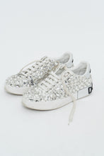 Load image into Gallery viewer, DOLCE &amp; GABBANA x Rhinestone White Leather Platform Sneakers (8, 8.5)