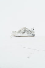Load image into Gallery viewer, DOLCE &amp; GABBANA x Rhinestone White Leather Platform Sneakers (8, 8.5)