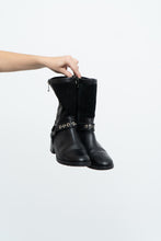 Load image into Gallery viewer, Vintage x Made in Italy x Black Leather, Suede Biker Boot (7, 7.5)